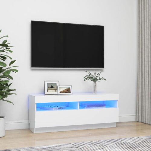 TV Cabinet with LED Lights White 100x35x40cm