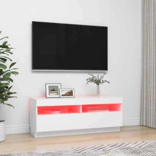 TV Cabinet with LED Lights White 100x35x40cm - Image 3