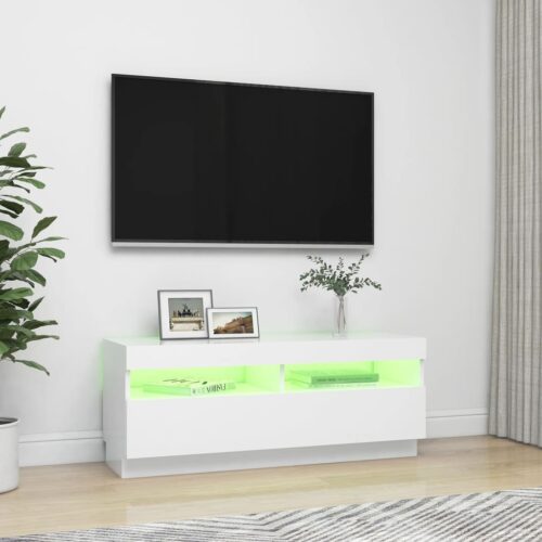 TV Cabinet with LED Lights White 100x35x40cm - Image 4