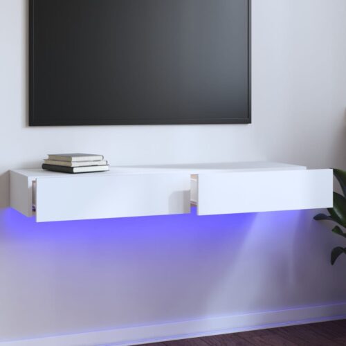 TV Cabinet with LED Lights White 120x35x15.5cm