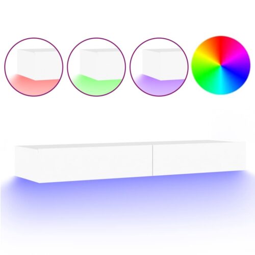 TV Cabinet with LED Lights White 120x35x15.5cm - Image 2