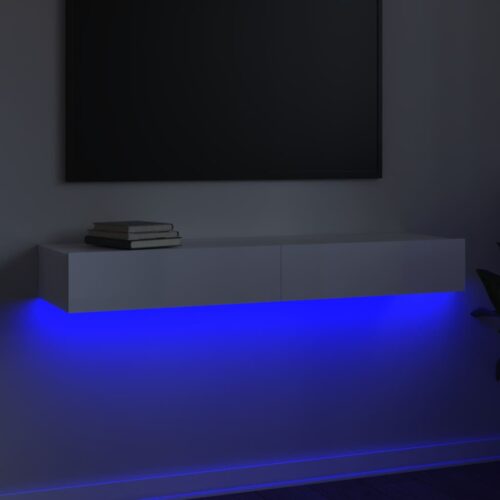 TV Cabinet with LED Lights High Gloss White 120x35x15.5cm - Image 3