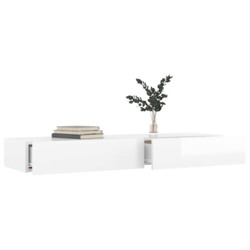 TV Cabinet with LED Lights High Gloss White 120x35x15.5cm - Image 4