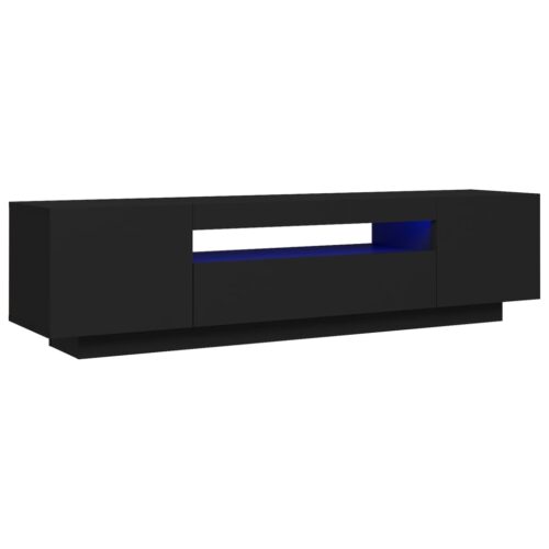 TV Cabinet with LED Lights Black 160x35x40cm - Image 2