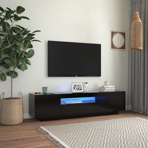 TV Cabinet with LED Lights Black 160x35x40cm - Image 12