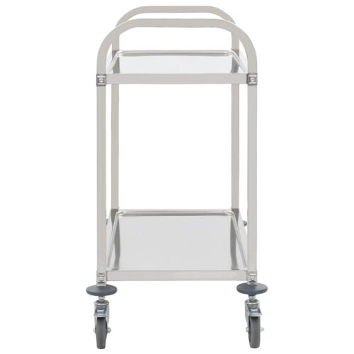 2-Tier Kitchen Trolley Wheels Cart Serving Utility Storage Shelf Rack Organiser - Image 3