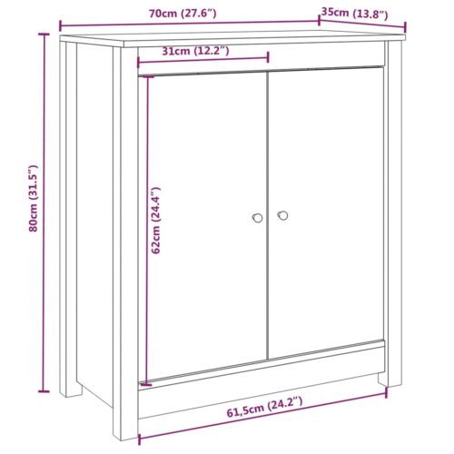 Sideboard 70x35x80cm Solid Wood Pine - Image 8