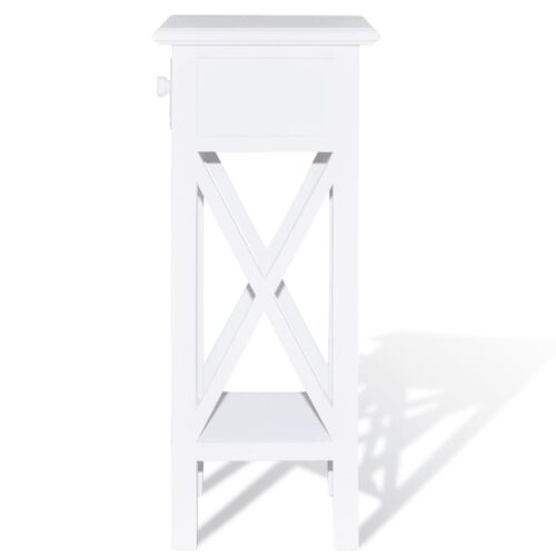 Side Table with Drawer White - Image 5