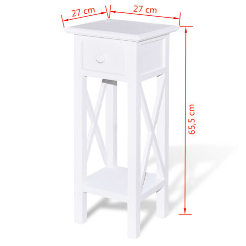 Side Table with Drawer White - Image 6