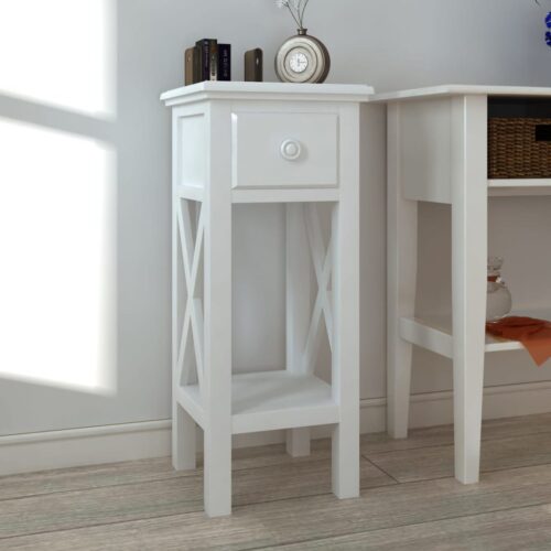 Side Table with Drawer White - Image 8