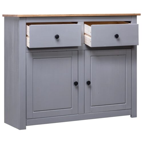 Sideboard Grey 93x40x80cm Solid Pinewood Panama Range - Image 3