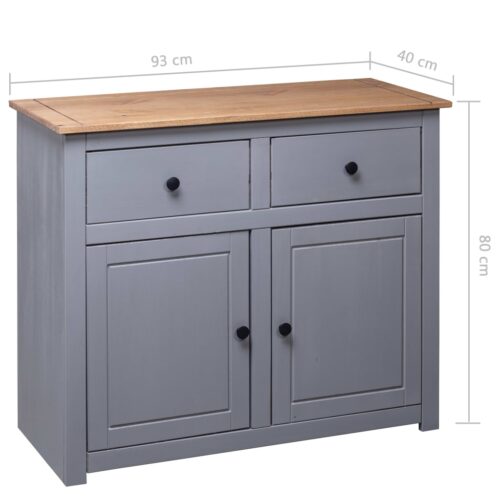 Sideboard Grey 93x40x80cm Solid Pinewood Panama Range - Image 10