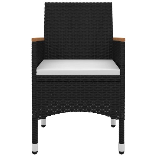 5-Piece Garden Dining Set with Cushions Poly Rattan Wicker Outdoor Patio Furniture Glass - Image 4