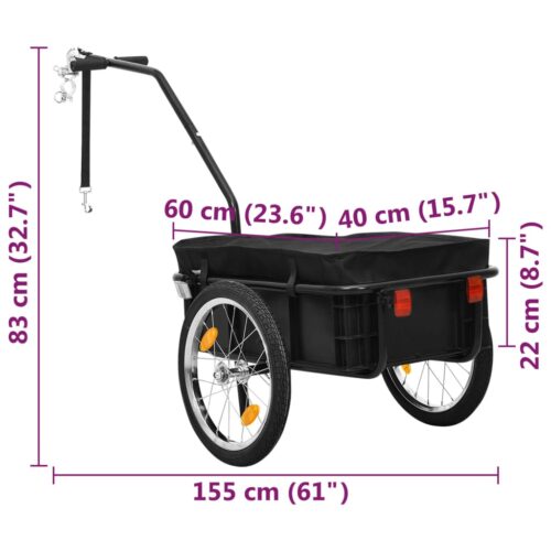 Bike Trailer/Hand Wagon 155x60x83cm Steel Black - Image 10