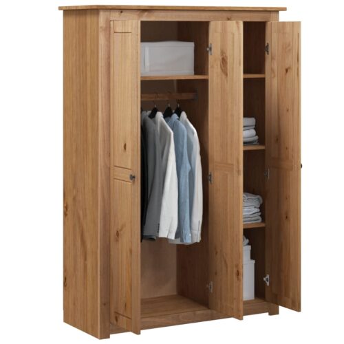 3-Door Wardrobe 118x50x171.5cm Pine Panama Range - Image 3