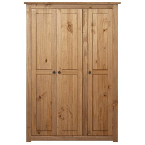 3-Door Wardrobe 118x50x171.5cm Pine Panama Range - Image 4
