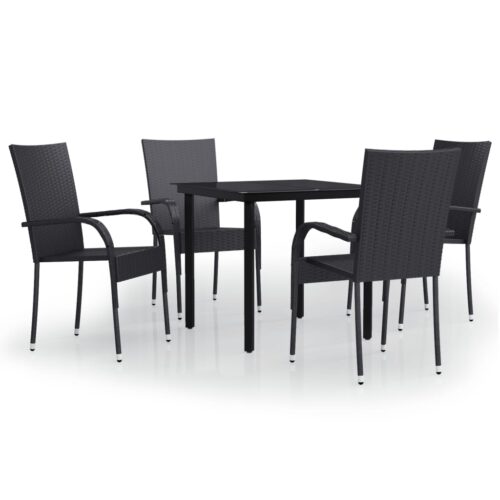 5-Piece Outdoor Dining Set Black