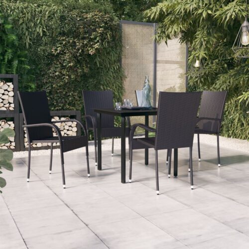 5-Piece Outdoor Dining Set Black - Image 9