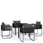5-Piece Garden Dining Set Black