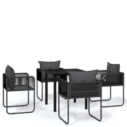 5-Piece Garden Dining Set Black