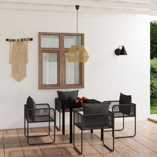 5-Piece Garden Dining Set Black - Image 9