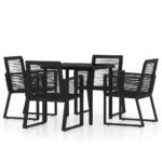 5-Piece Garden Dining Set Black