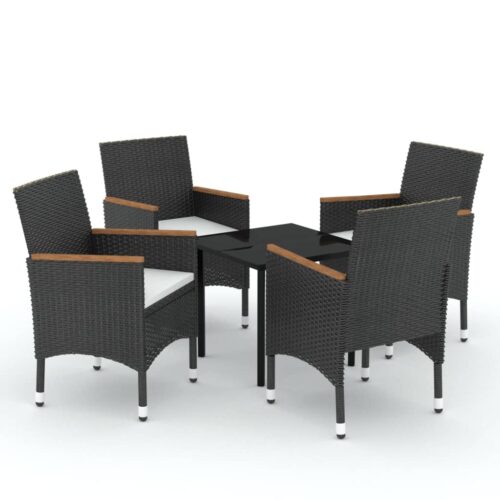 5-Piece Outdoor Dining Set with Cushions Black