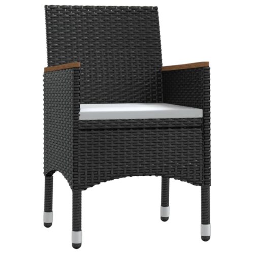 5-Piece Outdoor Dining Set with Cushions Black - Image 3