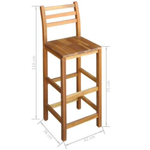 Bar Table Chair Set 7 Pieces Solid Acacia Wood - Image 6