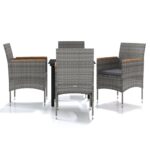 5-Piece Outdoor Dining Set with Cushions Grey Black