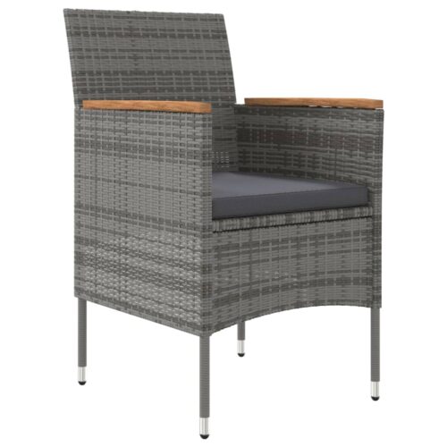 5-Piece Outdoor Dining Set with Cushions Grey Black - Image 4