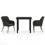 3-Piece Outdoor Dining Set Garden Patio Bistro Chairs Table Rattan Furniture