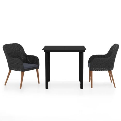 3-Piece Outdoor Dining Set Garden Patio Bistro Chairs Table Rattan Furniture