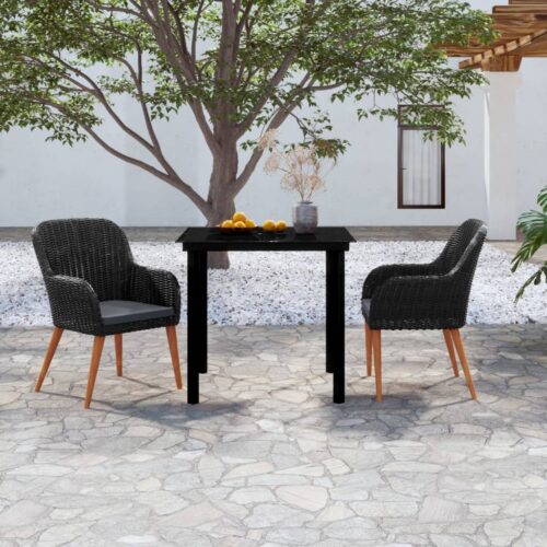 3-Piece Outdoor Dining Set Garden Patio Bistro Chairs Table Rattan Furniture - Image 9