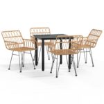 5-Piece Garden Dining Set Poly Rattan Wicker Outdoor Patio Furniture