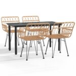 5-Piece Garden Dining Set Poly Rattan Wicker Outdoor Patio Furniture