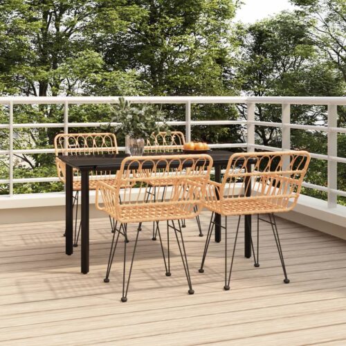 5-Piece Garden Dining Set Poly Rattan Wicker Outdoor Patio Furniture - Image 12