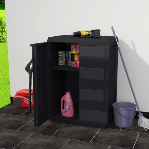 Garden Storage Cabinet with 1 Shelf Black - Image 2
