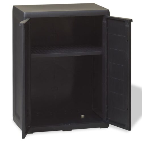 Garden Storage Cabinet with 1 Shelf Black - Image 3
