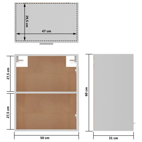 Hanging Cabinet White 50x31x60cm Engineered Wood - Image 10