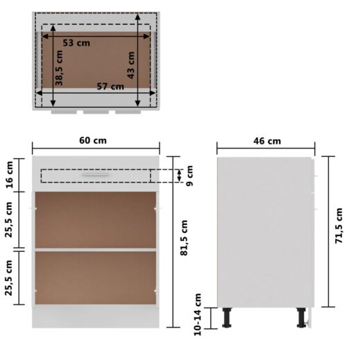 Drawer Bottom Cabinet White 60x46x81.5cm Engineered Wood - Image 9