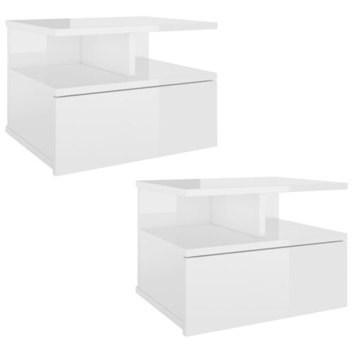 Floating Nightstands 2pcs High Gloss White 40x31x27cm Engineered Wood - Image 2
