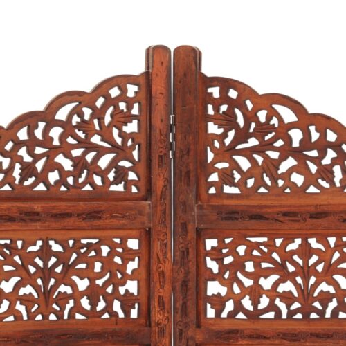 Hand carved 4-Panel Room Divider Brown 160x165cm Solid Mango Wood - Image 3