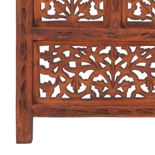 Hand carved 4-Panel Room Divider Brown 160x165cm Solid Mango Wood - Image 5