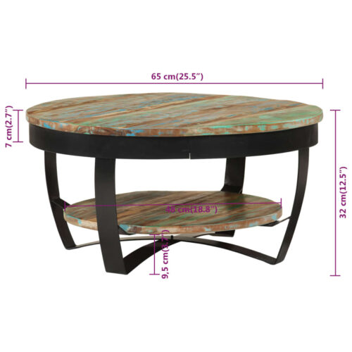 Coffee Table 65cm Solid Reclaimed Wood - Image 8
