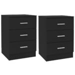 Bedside Cabinets 2pcs Black 38x35x56cm Engineered Wood