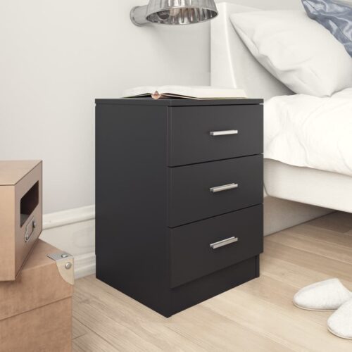 Bedside Cabinets 2pcs Black 38x35x56cm Engineered Wood - Image 2