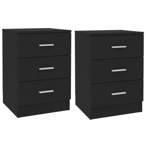 Bedside Cabinets 2pcs Black 38x35x56cm Engineered Wood - Image 7