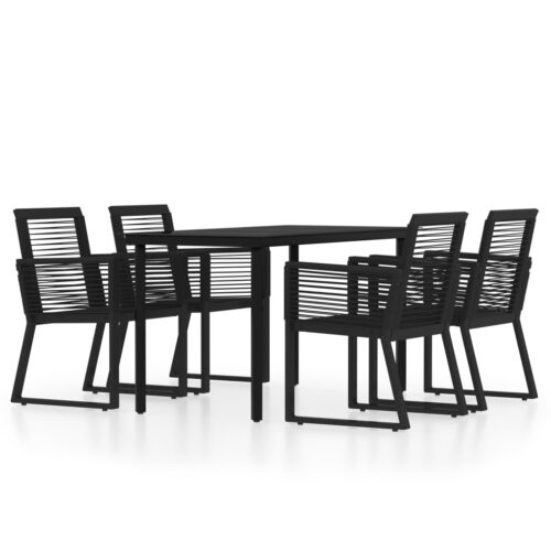 5-Piece Garden Dining Set Black