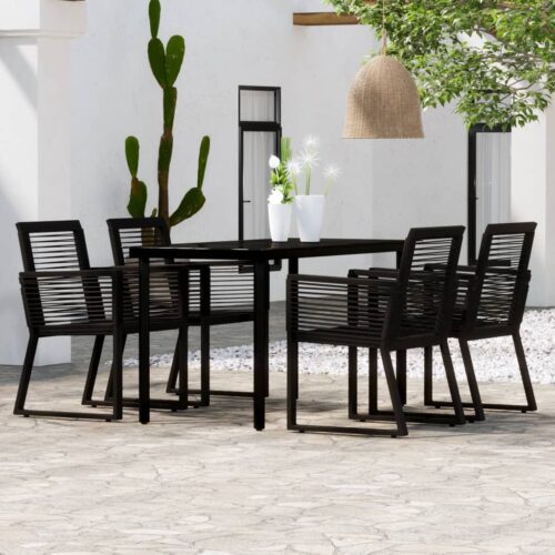 5-Piece Garden Dining Set Black - Image 9